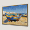 Weathered Boat on Beach Framed Canvas Print Art