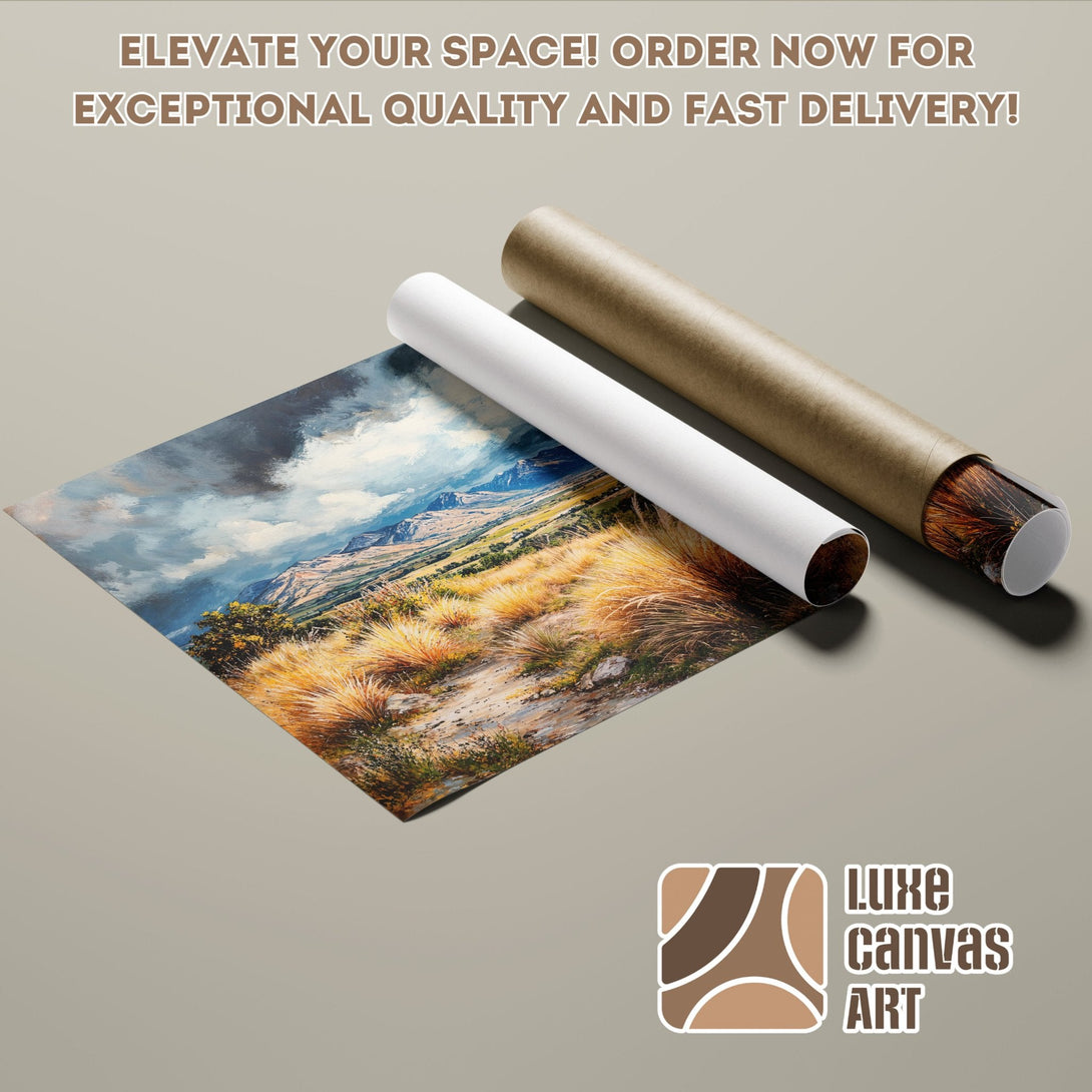 Poster Roll of landscape art, warm earthy tones, perfect for home decor. Order now!