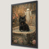 Whimsical Black Cat Art Poster for Halloween Decor