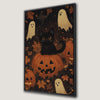 Whimsical Black Kitten and Ghosts Canvas Print Art