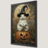 Whimsical Bunny Witch Art Poster - Halloween Home Decor