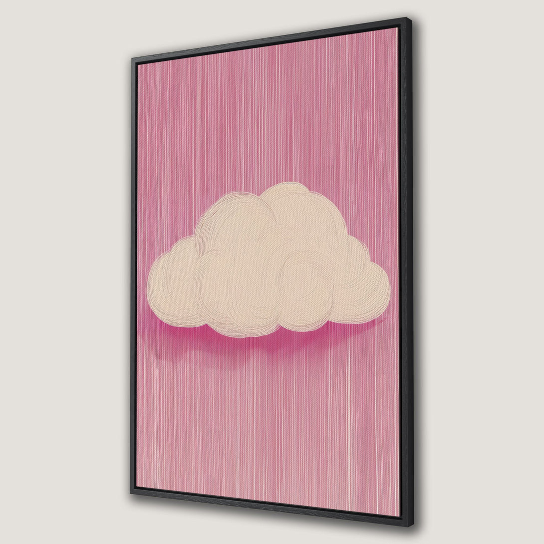 Framed Wall Art: Abstract cloud art in pink and cream. Modern canvas print for a stylish interior. Add a pop of color with this unique artwork!
