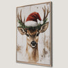 Whimsical Deer with Santa Hat Canvas Print for Christmas