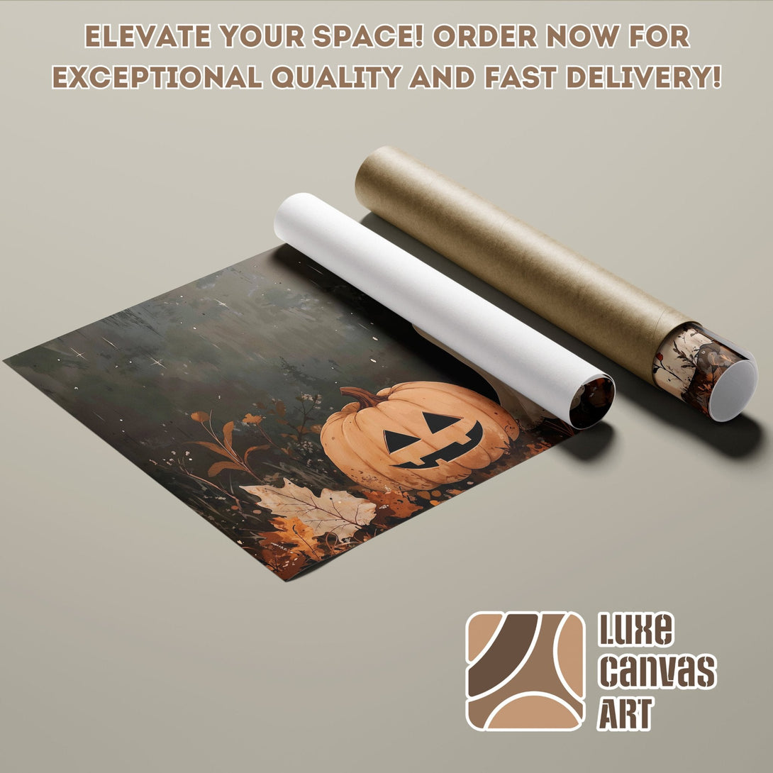 Poster Roll featuring a Halloween pumpkin illustration in a dark, earthy color palette. Elevate your decor!
