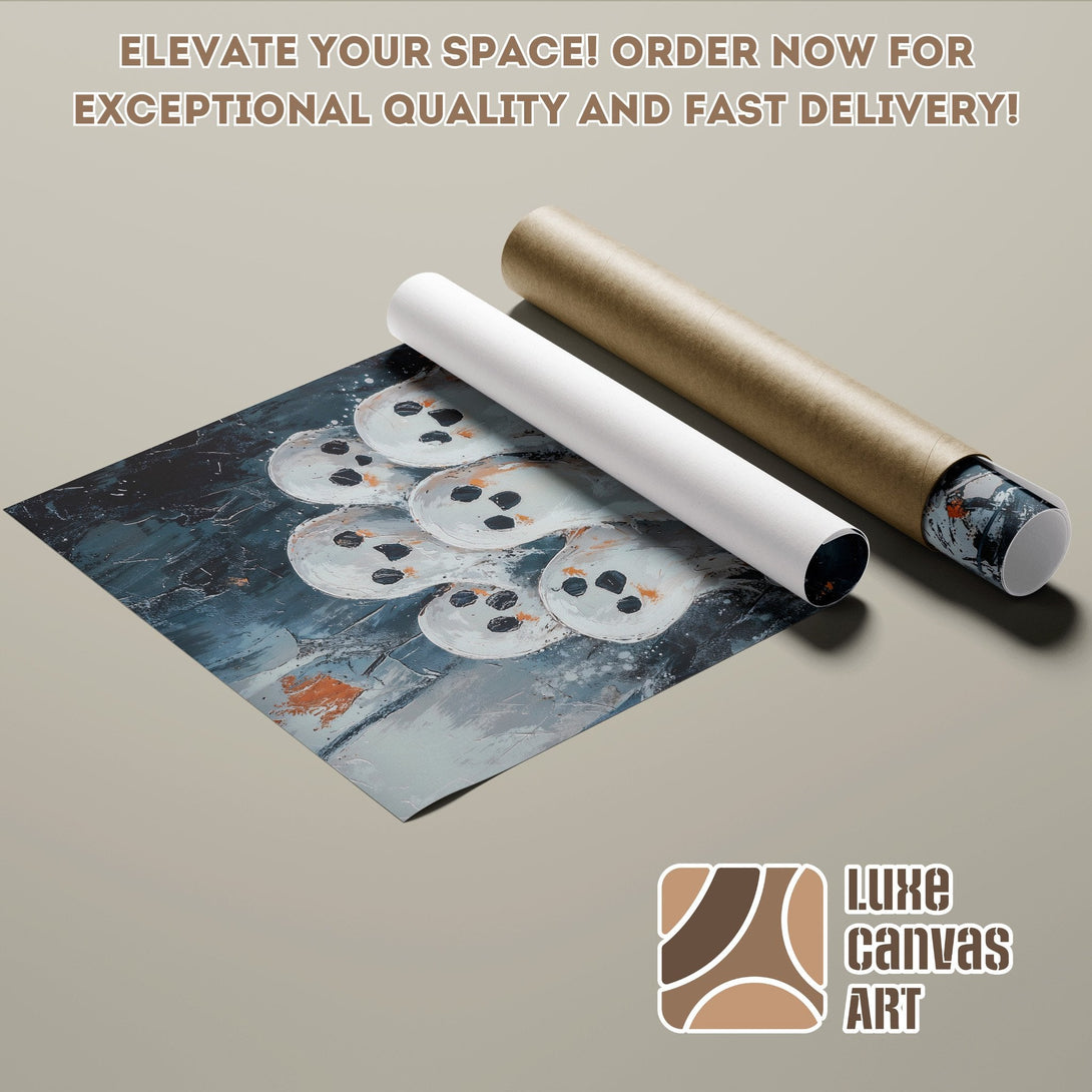 Abstract ghost art Poster Roll in blue & white color palette. Elevate your space! Order now!