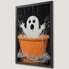 Whimsical Ghost in Bathtub Art Poster for Halloween