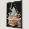 Whimsical Ghost in Bubble Bath Art Poster for Gothic Decor
