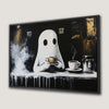 Whimsical Ghost in Coffee Shop Canvas Print Art