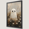 Whimsical Ghost in Meadow Art Poster for Halloween