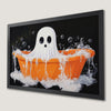 Whimsical Ghost in Orange Bathtub Art Poster for Spooky Decor