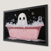 Whimsical Ghost in Pink Tub Art Poster for Halloween