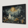 Whimsical Ghost in Wildflower Field Canvas Print Artwork