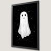 Whimsical Ghost on Starry Night Art Poster for Halloween