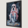 Whimsical Ghost on Toilet Art Poster for Playful Bathroom Decor