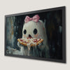 Whimsical Ghost Pizza Art Poster - Spooky Halloween Decor