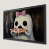 Whimsical Ghost Pizza Feast Art Poster for Halloween
