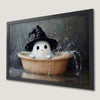 Whimsical Ghost with Witch Hat Art Poster for Halloween