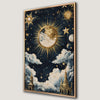 Whimsical Golden Moon and Starry Sky Canvas Print