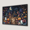 Whimsical Halloween Village Canvas Print Spooky Night Art
