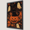 Whimsical Kitten and Ghosts Art Poster for Halloween