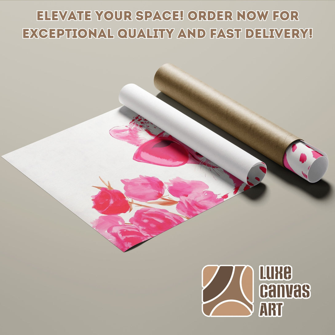 Poster Roll featuring vibrant pink floral art, perfect for modern decor. Order yours today!