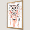 Whimsical Pink Owl Art Poster for Bohemian Home Decor