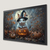 Whimsical Rabbit in Witch Hat Art Poster for Halloween