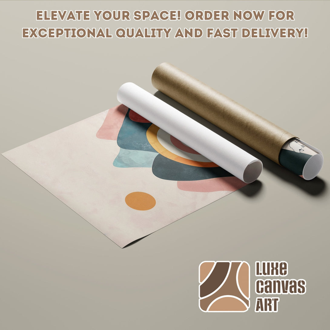 Abstract art Poster Roll with neutral tones and pops of color. Elevate your space today!