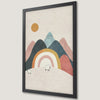 Whimsical Rainbow Mountain Scene Art Poster for Kids' Room