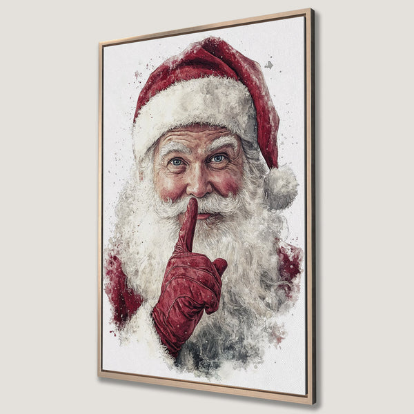 Framed Wall Art: Watercolor Santa Claus portrait in red and white. Festive Christmas decor, perfect for holiday gifting. Shop now!