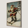 Whimsical Santa Claus Skiing Canvas Print for Holidays
