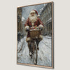 Whimsical Santa on Bicycle Christmas Canvas Print