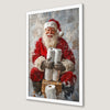 Whimsical Santa with Paper Towels Art Poster for Christmas Cheer