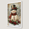 Whimsical Snowman Art Poster for Holiday Decor