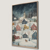 Whimsical Snowy Village Landscape Canvas Print Art