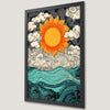 Whimsical Sun and Sea Waves Art Poster for Nautical Decor