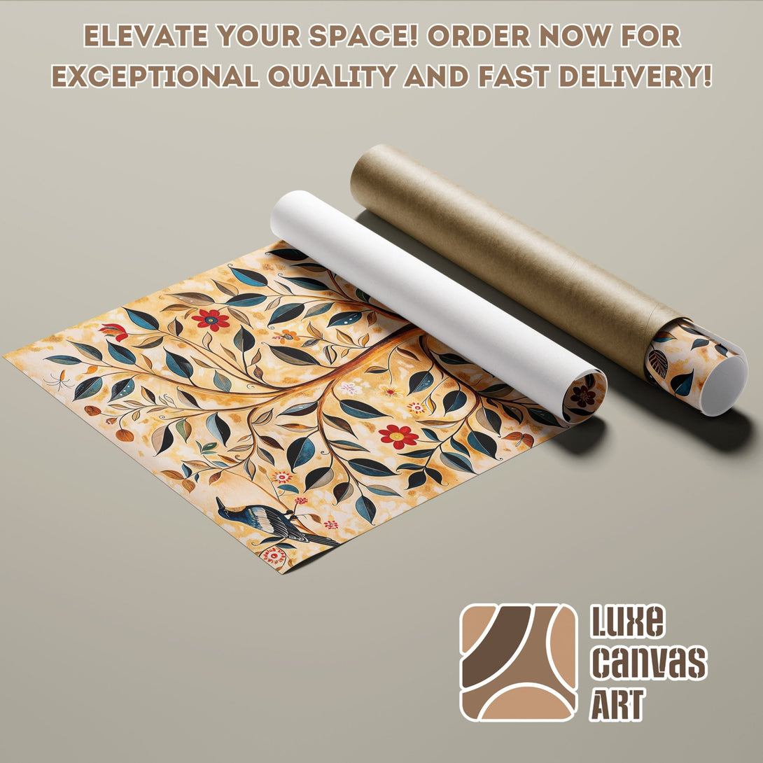 Poster Roll featuring a botanical design in warm, earthy tones. Perfect art for your home! Order your poster today.