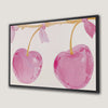 Whimsical Watercolor Cherries Framed Canvas Print