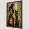 Whimsical Witch and Black Cat Art Poster for Halloween