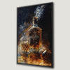 Whiskey and Cigar Framed Canvas Print for Bar Decor