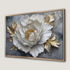 White Flower and Golden Leaves Luxury Canvas Print