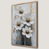 White Flowers Canvas Print with Gold and Gray Accents