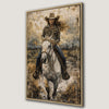 White Horse Galloping Canvas Print with Cowgirl Art
