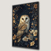 White Owl in Flowers Canvas Print Gothic Decor Art