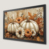 White Pumpkins and Fall Flowers Art Poster for Farmhouse Decor