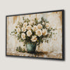 White Roses Bouquet Framed Canvas Print Romantic Wall Art