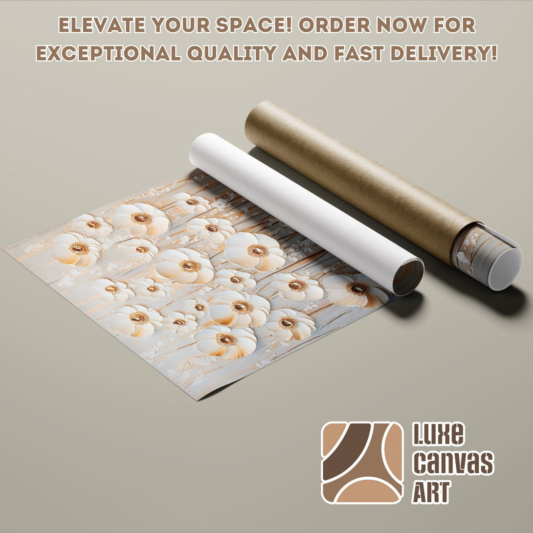 Floral Poster Roll art in neutral tones. Elevate your space with this beautiful print! Order now for fast delivery.