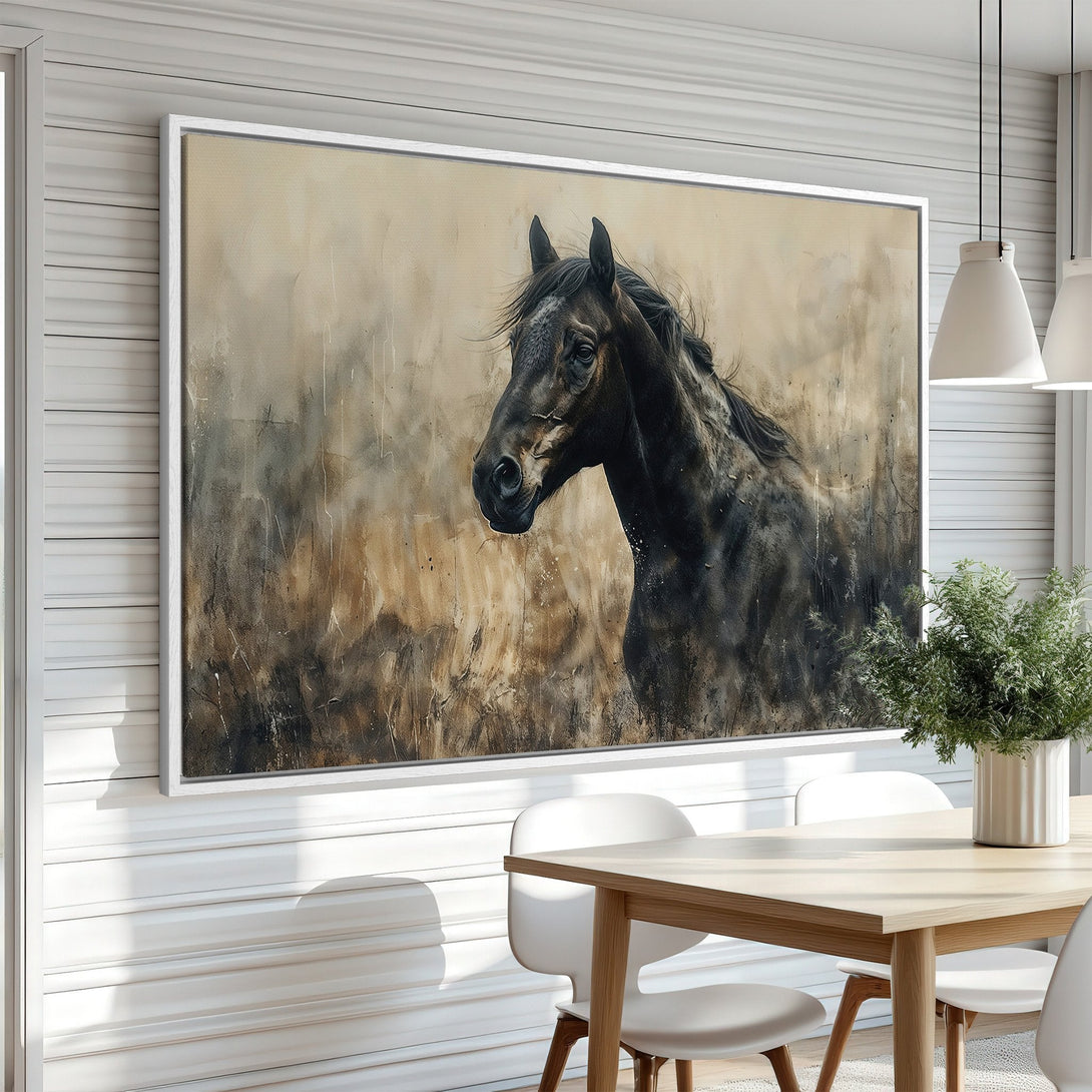 Framed Wall Art of a majestic horse in a neutral, earthy palette. Perfect for adding a touch of elegance to any space. Shop now!
