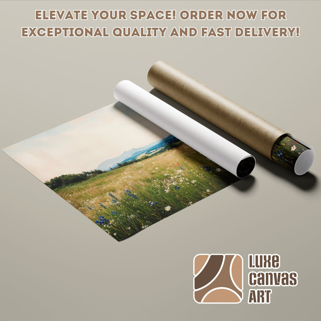 Poster Roll of a scenic landscape painting with a calming color palette. Elevate your space with art!