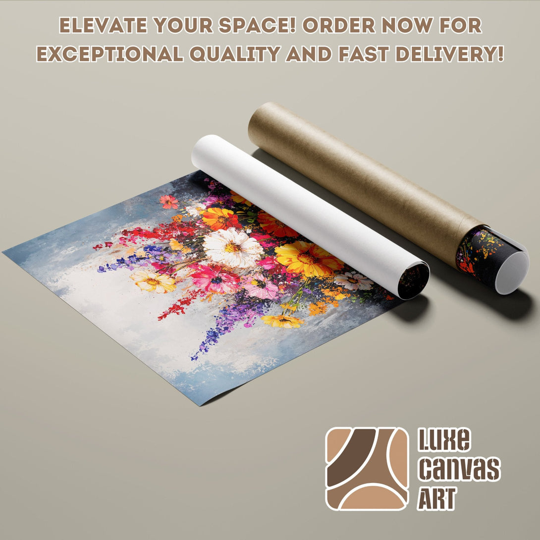 Abstract floral Poster Roll art print with vibrant colors. Elevate your space!
